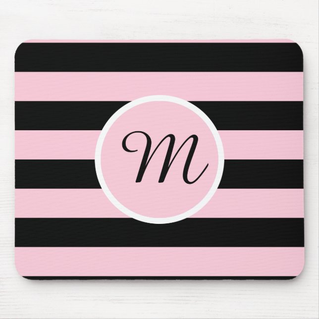 Tapis De Souris Monogramme rose et noir triés (Devant)