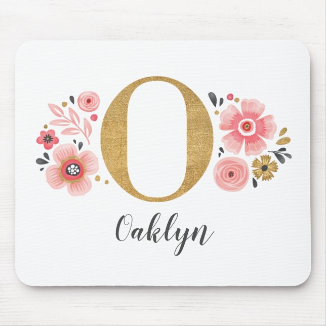 Tapis De Souris Monogramme rose fille (Devant)