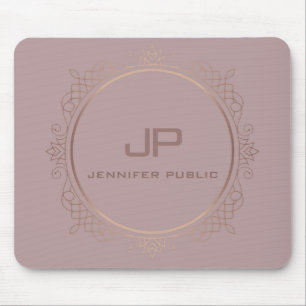 Tapis De Souris Monogramme Rose Gold Modèle Élégant moderne