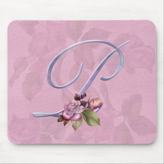 Tapis De Souris Monogramme rose P de roses