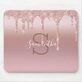 Tapis De Souris Monogramme Rose Parties scintillant or Drift Blush