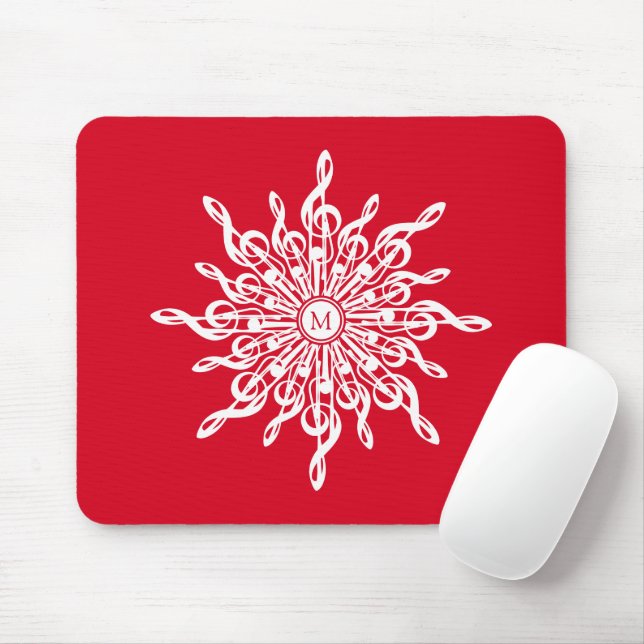Tapis De Souris Monogramme rouge de Noël G-Clef Snowflake (Avec souris)