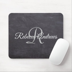 Tapis De Souris Monogramme rustique en tableau noir