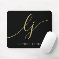 Monogramme Script Elegant Black Gold Feminine