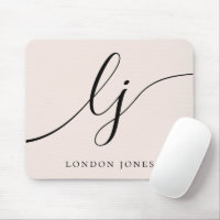 Monogramme Script Élégant Fille Blush Rose