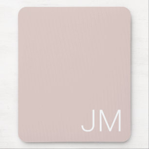 Tapis De Souris Monogramme surdimensionné en rose poudré et blanc