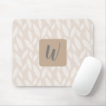 Monogramme Tan Botanique Feuille Souris