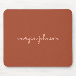 Tapis De Souris Monogramme tendance   Orange brûlé + Nom du script
