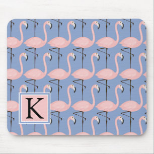 Tapis De Souris Monogramme tendre du motif de Flamant rose