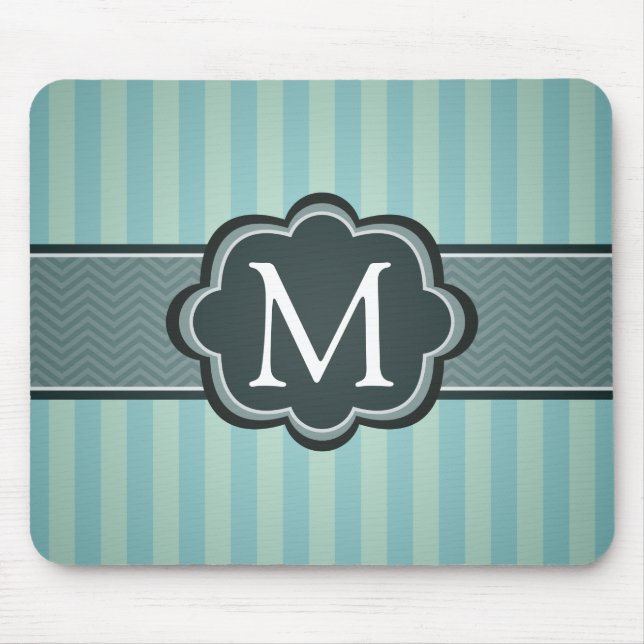Tapis De Souris Monogramme turquoise masculin de coutume de (Devant)