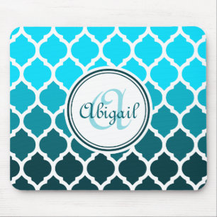 Tapis De Souris Monogramme Turquoise Ombre Motif marocain du treil