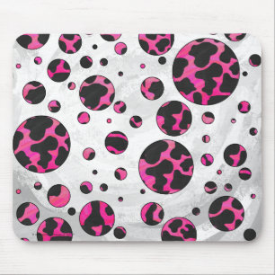 Tapis De Souris Monogramme vache rose chaud et noir