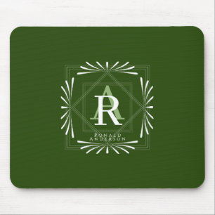 Tapis De Souris Monogramme vert cadre élégant
