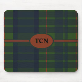 Tapis De Souris Monogramme vert et bleu rouge Tartan écossais Plai