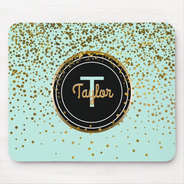 Tapis De Souris Monogramme vert fascinant des points | de (Devant)