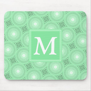 Tapis De Souris Monogramme vert ressort cercles motif