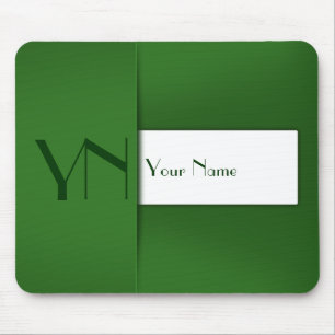 Tapis De Souris Monogramme vert simple moderne Nom - Mousepad