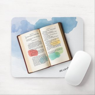Tapis De Souris Monogramme vieille illustration de livre Aquarelle