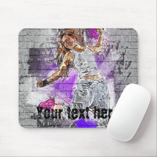 Tapis De Souris Monogrammed Street art saut fille Anniversaire Gri