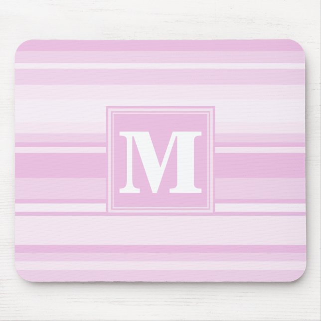 Tapis De Souris Monogrammes à rayures roses pour bébé (Devant)