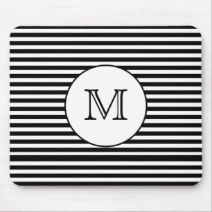 Tapis De Souris Monogrammes - Grilles noires et blanches personnal