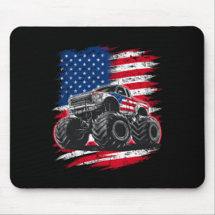 Tapis De Souris Monster Truck Drapeau Usa Américain Pour Femmes Fi