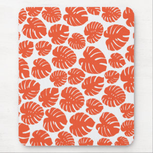 Tapis De Souris Monstera - Orange et blanc