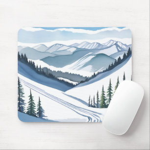 Tapis De Souris Montagne de ski aquarelle