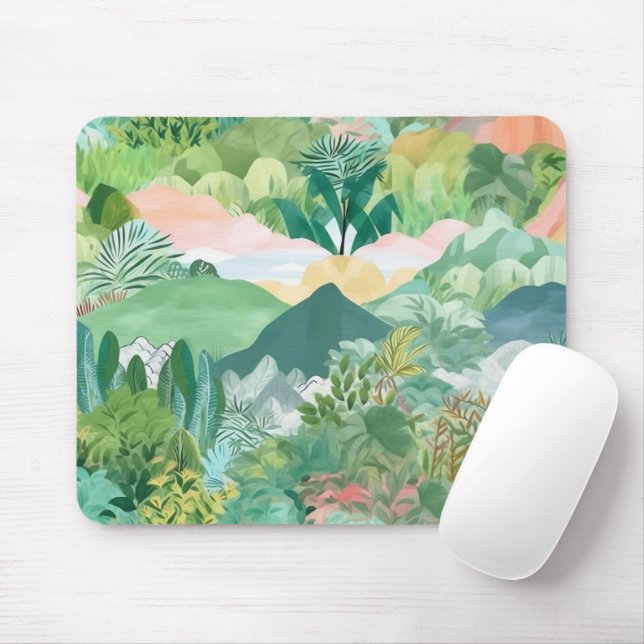 Tapis De Souris Montagnes et palmiers (Avec souris)
