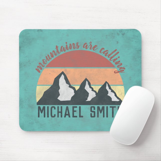 Tapis De Souris Montagnes pastel vintage appellent monogramme (Avec souris)
