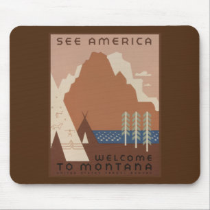 Tapis De Souris Montana State Native American Indian Tribus WPA