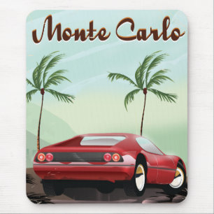 Tapis De Souris Monte Carlo affiche de voyage en voiture