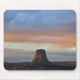 Tapis De Souris Monument national de Devils Tower, tempête au couc