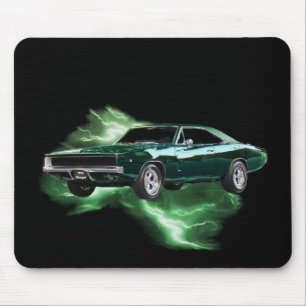 Tapis De Souris Mopar : 'Chargeur de 68 Dodge avec la foudre verte
