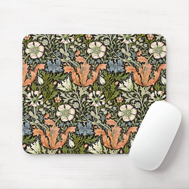 Tapis De Souris Morris BlackBackground 1896 Compton Floral Pattern (Avec souris)