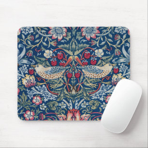 Tapis De Souris Morris Strawberry Thief Classique Bleu Indigo Fin
