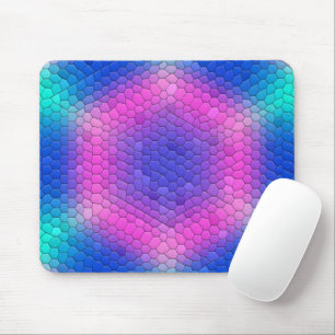 Tapis De Souris Mosaïque d'hexagone rose sur dégradé bleu