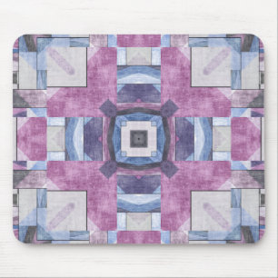 Tapis De Souris Mosaïque Géométrique Abstraite Violet, Bleu et Gri