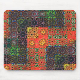 Tapis De Souris Mosaïque vert vieilli et corail à brun kaléidoscop