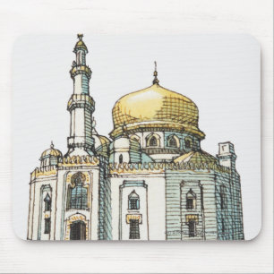 Tapis De Souris Mosquée avec le dôme et le minaret d'oignon d'or