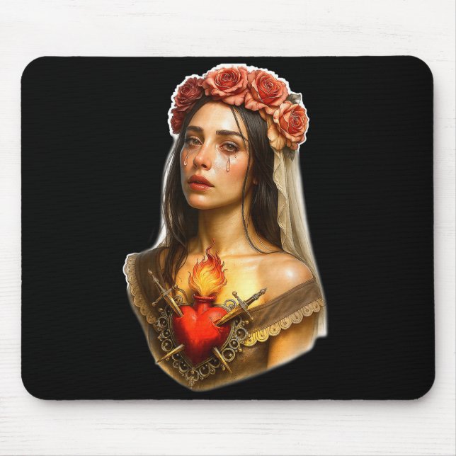 Tapis De Souris Mother Mary Sacred Heart Cry  (Devant)