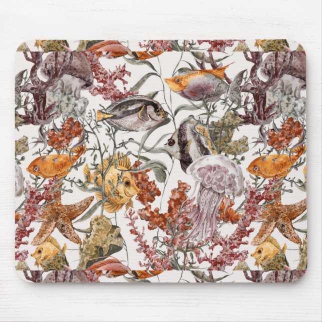 Tapis De Souris Motif 2 de vie marine d'aquarelle (Devant)