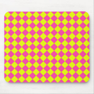 Tapis De Souris Motif à carreaux diamant rose jaune