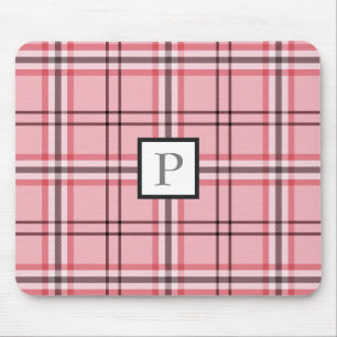Tapis De Souris Motif à carreaux rose et gris chic