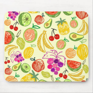 Tapis De Souris Motif à doodle de fruits assoré