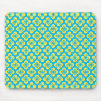 Tapis De Souris Motif à fleurs en Jaune et Turquoise