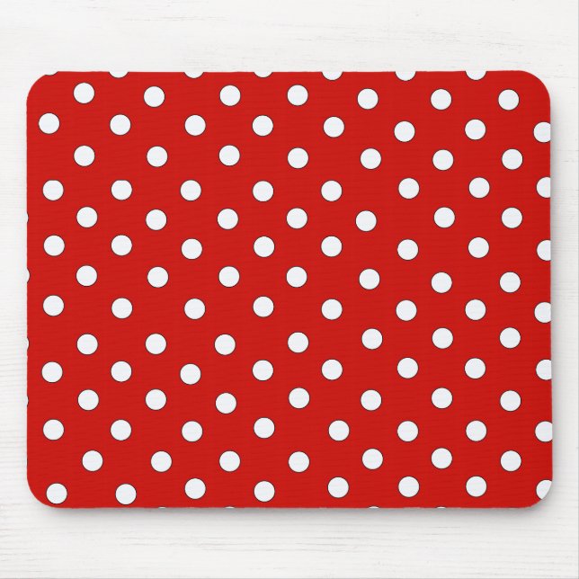 Tapis De Souris Motif à points polka rouges et blancs (Devant)