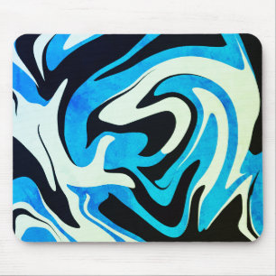 Tapis De Souris Motif Abstrait Acrylique Bleu Noir
