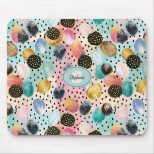 Tapis De Souris Motif Abstrait brosse et Pointe Polka