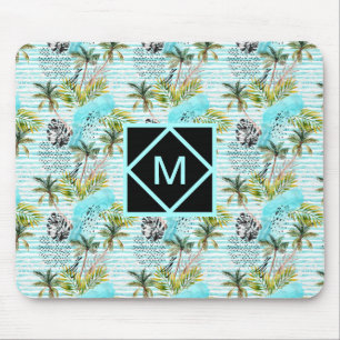 Tapis De Souris Motif abstrait de palmier d'aquarelle